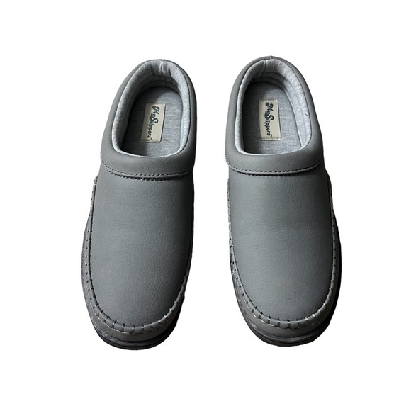 MY SLIPPERS from My Pillow Leather Gray Mule Slippers Size 9 - Picture 2 of 10